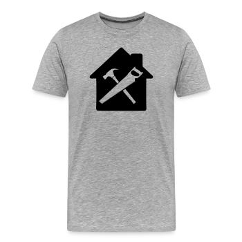 Construction de maison à logo d’outil de charpentier - T-shirt bio Premium Homme - gris chiné - Devant - Damien (186cm)