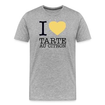 I LOVE TARTE AU CITRON Lemon Cake - Men's Premium Organic T-Shirt - heather grey - Front - Damien (186cm)