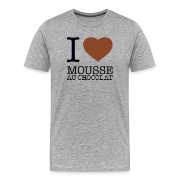 J’ADORE LA MOUSSE AU CHOCOLAT - T-shirt bio Premium Homme - gris chiné - Devant - Damien (186cm)