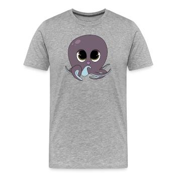 Poulpe mignon - T-shirt bio Premium Homme - gris chiné - Devant - Damien (186cm)