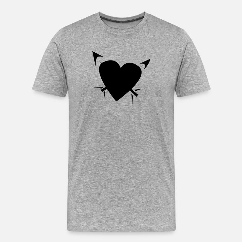 Herz Pfeil - Männer Premium Bio T-Shirt - Grau meliert