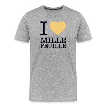 J’ADORE MILLE-FEUILLE - T-shirt bio Premium Homme - gris chiné - Devant - Damien (186cm)