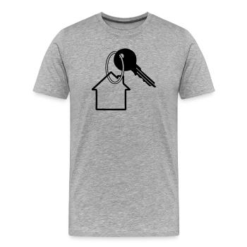 Key with house key for house purchased logo 2 - Men's Premium Organic T-Shirt - heather grey - Front - Damien (186cm)