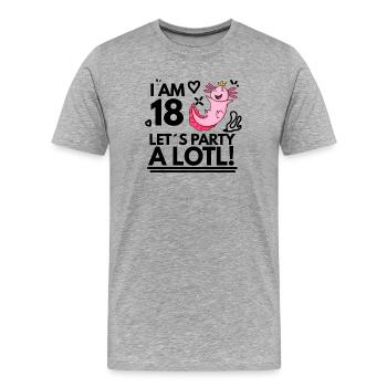 18. Geburtstag Axolotl Ich Bin 18 - Männer Premium Bio T-Shirt - Grau meliert - Vorne - Damien (186cm)