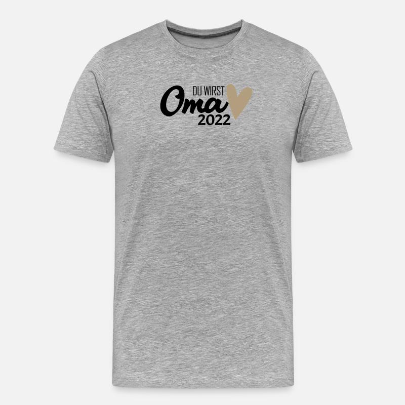 Oma 2022 - Werdende Oma 2022 - Männer Premium Bio T-Shirt - Grau meliert