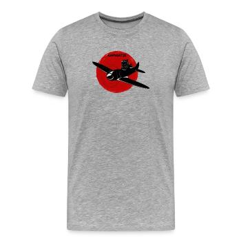 Kamikatze Sonne - Männer Premium Bio T-Shirt - Grau meliert - Vorne - Damien (186cm)