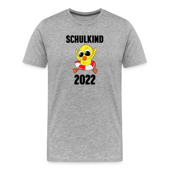 Schuldkind Einschulung 2022 - Männer Premium Bio T-Shirt - Grau meliert - Vorne - Damien (186cm)