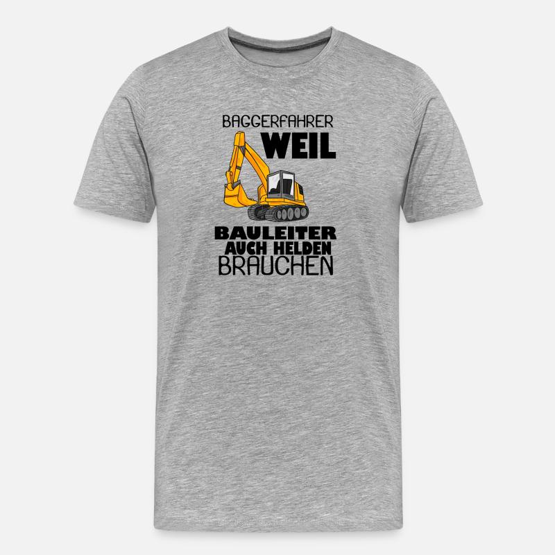 Bauleiter Held Baggerfahrer Spruch - Männer Premium Bio T-Shirt - Grau meliert