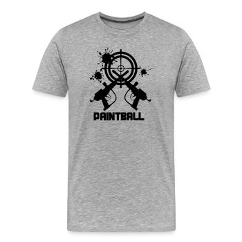 Paintball-Ziel mit zwei Kanonen - Männer Premium Bio T-Shirt - Grau meliert - Vorne - Damien (186cm)