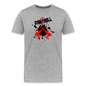 Paintball-Ziel mit zwei roten Kanonen - Männer Premium Bio T-Shirt - Grau meliert - Vorne - Damien (186cm)