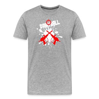 Paintball-Ziel mit zwei roten Kanonen - Männer Premium Bio T-Shirt - Grau meliert - Vorne - Damien (186cm)