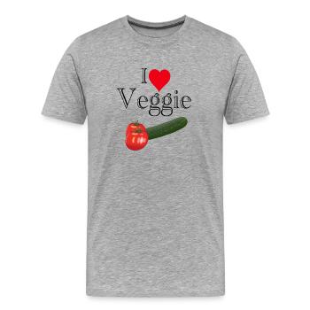 Lustiges Vegetarier Motiv I Love Veggie - Männer Premium Bio T-Shirt - Grau meliert - Vorne - Damien (186cm)