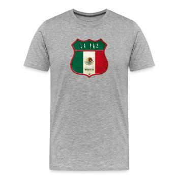 Écusson La Paz Mexico - T-shirt bio Premium Homme - gris chiné - Devant - Damien (186cm)