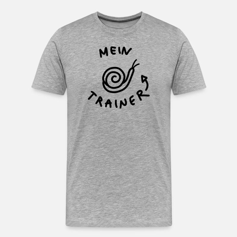 Mein Trainer die Schnecke - Männer Premium Bio T-Shirt - Grau meliert