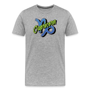 Horoscope Superstition Constellation Capricorne Dicton - T-shirt bio Premium Homme - gris chiné - Devant - Damien (186cm)