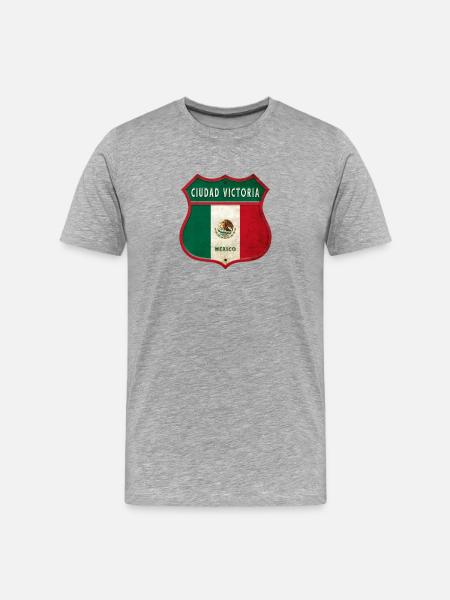 Écusson Ciudad Victoria Mexico - T-shirt bio Premium Homme - gris chiné