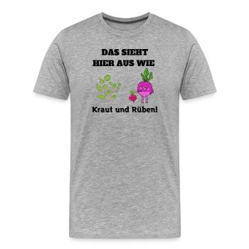 Das sieht aus wie Kraut und Rüben - Sprichwort - Männer Premium Bio T-Shirt - Grau meliert - Vorne - Damien (186cm)