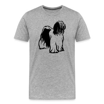 Tibet Terrier - Männer Premium Bio T-Shirt - Grau meliert - Vorne - Damien (186cm)