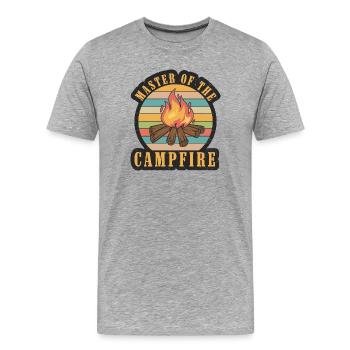 Maître du feu de camp - T-shirt bio Premium Homme - gris chiné - Devant - Damien (186cm)