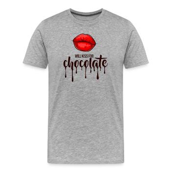Will kiss for chocolate - Men's Premium Organic T-Shirt - heather grey - Front - Damien (186cm)