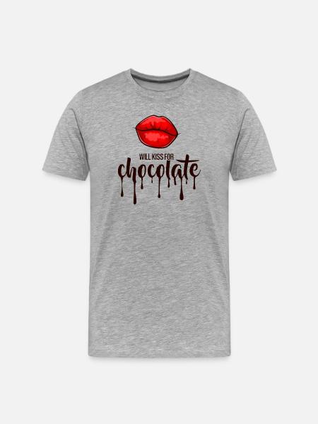 Will kiss for chocolate - Men's Premium Organic T-Shirt - heather grey