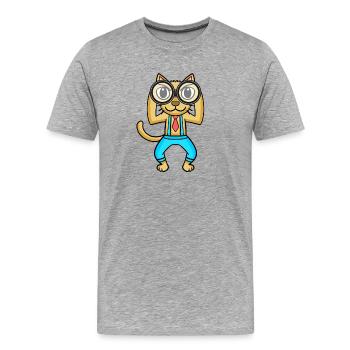 Teleskop Astronomie Astronom Katze - Männer Premium Bio T-Shirt - Grau meliert - Vorne - Damien (186cm)