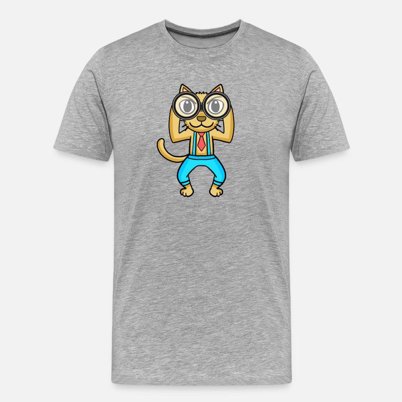Teleskop Astronomie Astronom Katze - Männer Premium Bio T-Shirt - Grau meliert