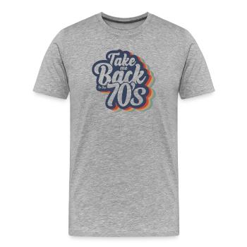 Nimm mich zurück in die 70er Jahre - Männer Premium Bio T-Shirt - Grau meliert - Vorne - Damien (186cm)