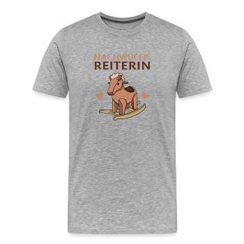 Baby Pferd Reiten Spruch - Männer Premium Bio T-Shirt - Grau meliert - Vorne - Damien (186cm)