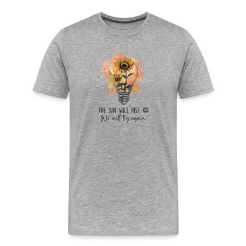 Die Sonne wird aufgehen, wir werden es wieder versuchen - Männer Premium Bio T-Shirt - Grau meliert - Vorne - Damien (186cm)