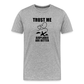 Flugzeuge Flugzeug Pilot Geschenk - Männer Premium Bio T-Shirt - Grau meliert - Vorne - Damien (186cm)