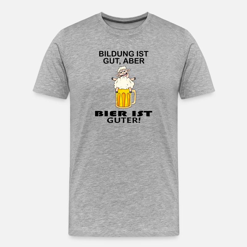 Lustiger Bier Spruch - Männer Premium Bio T-Shirt - Grau meliert