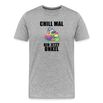 Onkel - Onkel werden - Männer Premium Bio T-Shirt - Grau meliert - Vorne - Damien (186cm)