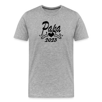Papa 2023 - Devenez papa - T-shirt bio Premium Homme - gris chiné - Devant - Damien (186cm)