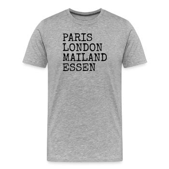 Essen Paris London Mailand Heimat Liebe Essener - Männer Premium Bio T-Shirt - Grau meliert - Vorne - Damien (186cm)