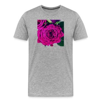 Rose détaillée dans un ton baie - T-shirt bio Premium Homme - gris chiné - Devant - Damien (186cm)