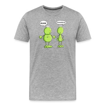 Quak und Magerquak Frosch I Quark Magerquark Fun - Männer Premium Bio T-Shirt - Grau meliert - Vorne - Damien (186cm)