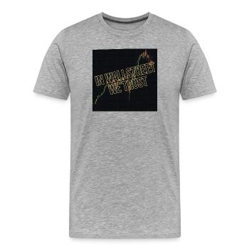 Wall Street Nous faisons confiance Motif financier - T-shirt bio Premium Homme - gris chiné - Devant - Damien (186cm)