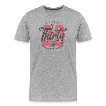 Life Begins at Thirty Tee - Men's Premium Organic T-Shirt - heather grey - Front - Damien (186cm)