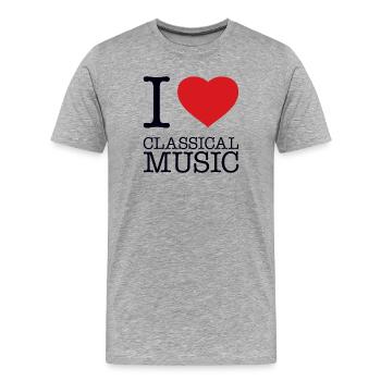 J’AIME LA MUSIQUE CLASSIQUE Klassische Musik - T-shirt bio Premium Homme - gris chiné - Devant - Damien (186cm)
