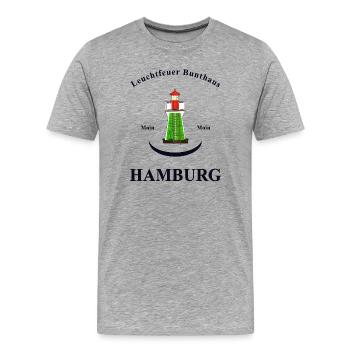 Hamburg Wahrzeichen Leuchtfeuer Bunthaus - Männer Premium Bio T-Shirt - Grau meliert - Vorne - Damien (186cm)