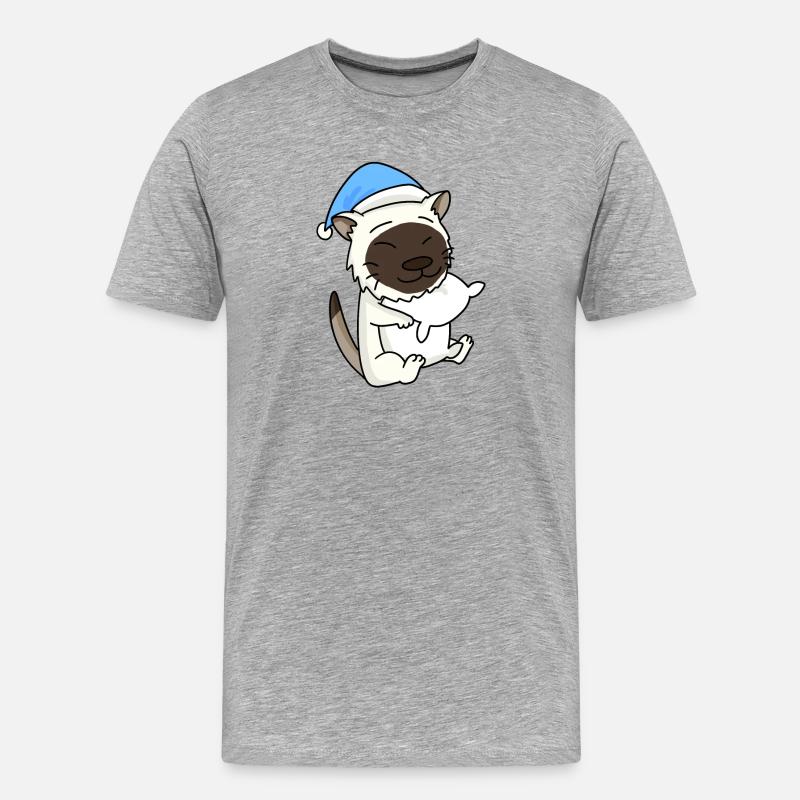 Katze Katzenrasse Birma - Männer Premium Bio T-Shirt - Grau meliert