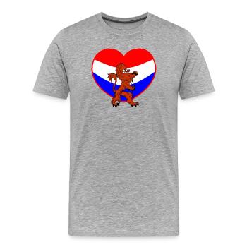 Holländischer Löwe mit Herz rot weiß blau - Männer Premium Bio T-Shirt - Grau meliert - Vorne - Damien (186cm)