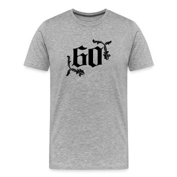 gratulieren, feiern, 60 ranken - Männer Premium Bio T-Shirt - Grau meliert - Vorne - Damien (186cm)