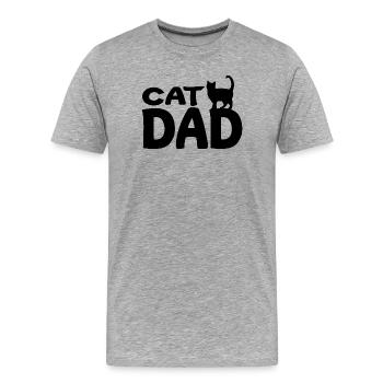 Cat Dad - T-shirt bio Premium Homme - gris chiné - Devant - Damien (186cm)