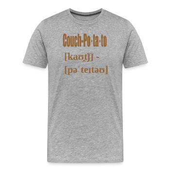 couch potato - Männer Premium Bio T-Shirt - Grau meliert - Vorne - Damien (186cm)