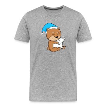 Chien de race de chien Shiba Inu - T-shirt bio Premium Homme - gris chiné - Devant - Damien (186cm)