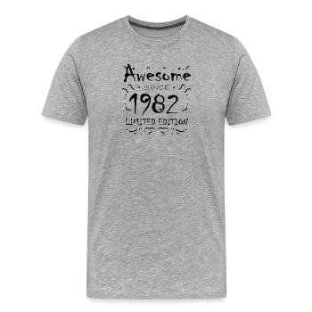 1982 - Jahrgang 1982 - Männer Premium Bio T-Shirt - Grau meliert - Vorne - Damien (186cm)