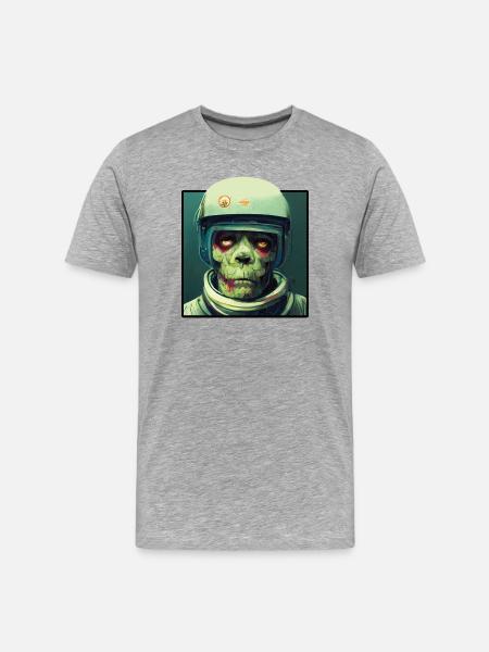 Zombie Astronaut - Männer Premium Bio T-Shirt - Grau meliert
