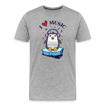 Seevogel Cool Herz PinguinTier Statement - Männer Premium Bio T-Shirt - Grau meliert - Vorne - Damien (186cm)